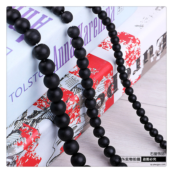 Black K9 grinding sand imitation natural black agate beads diy handicraft accessories