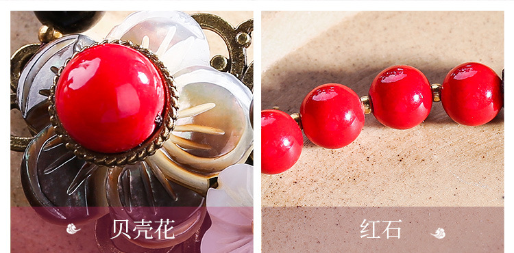 Ethnic Style Bells of Ireland Necklace Redstone Black Agate Alloy Accessories Retro Temperament Wild Super Fairy Clavicle Chain Necklace Ethnic Style Bells of Ireland Necklace Redstone Black Agate Alloy Accessories Retro Temperament Wild Super Fairy Clavicle Chain Necklace