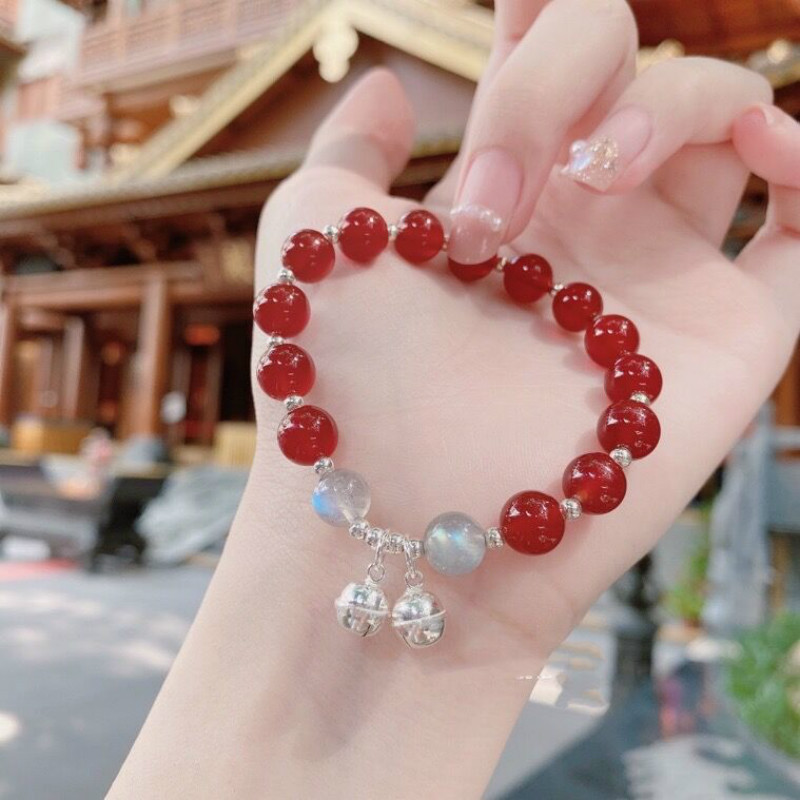 New Internet Celebrity Opal Bell Red Agate Bracelet Black Agate Bracelet One Step Moonstone Fresh Bracelet