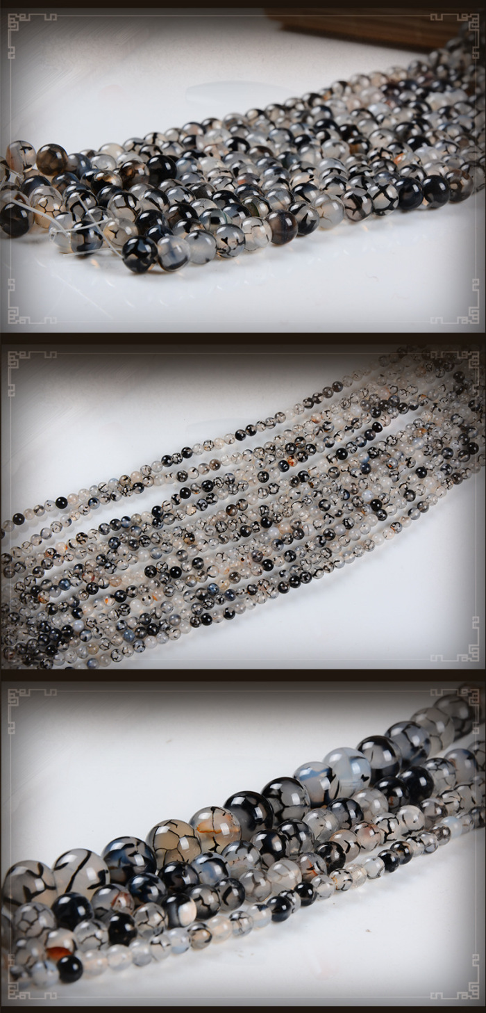 Black and white Onyx Black and white dragon dragon scales agate beads semi-finished agate beads wholesale Dragon