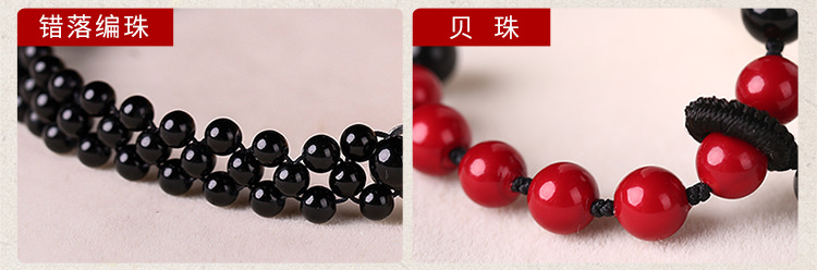 Ethnic Style Flower Shell Patch Necklace Black Agate Red Shell Pearls Retro Temperament Wild Super Fairy Clavicle Chain Necklace for Women
