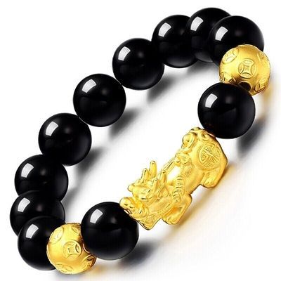 Class II E-Commerce Vietnam Alluvial Gold-like Bracelet Red Black Agate Bracelet Men and Women Couple Gold Bracelet