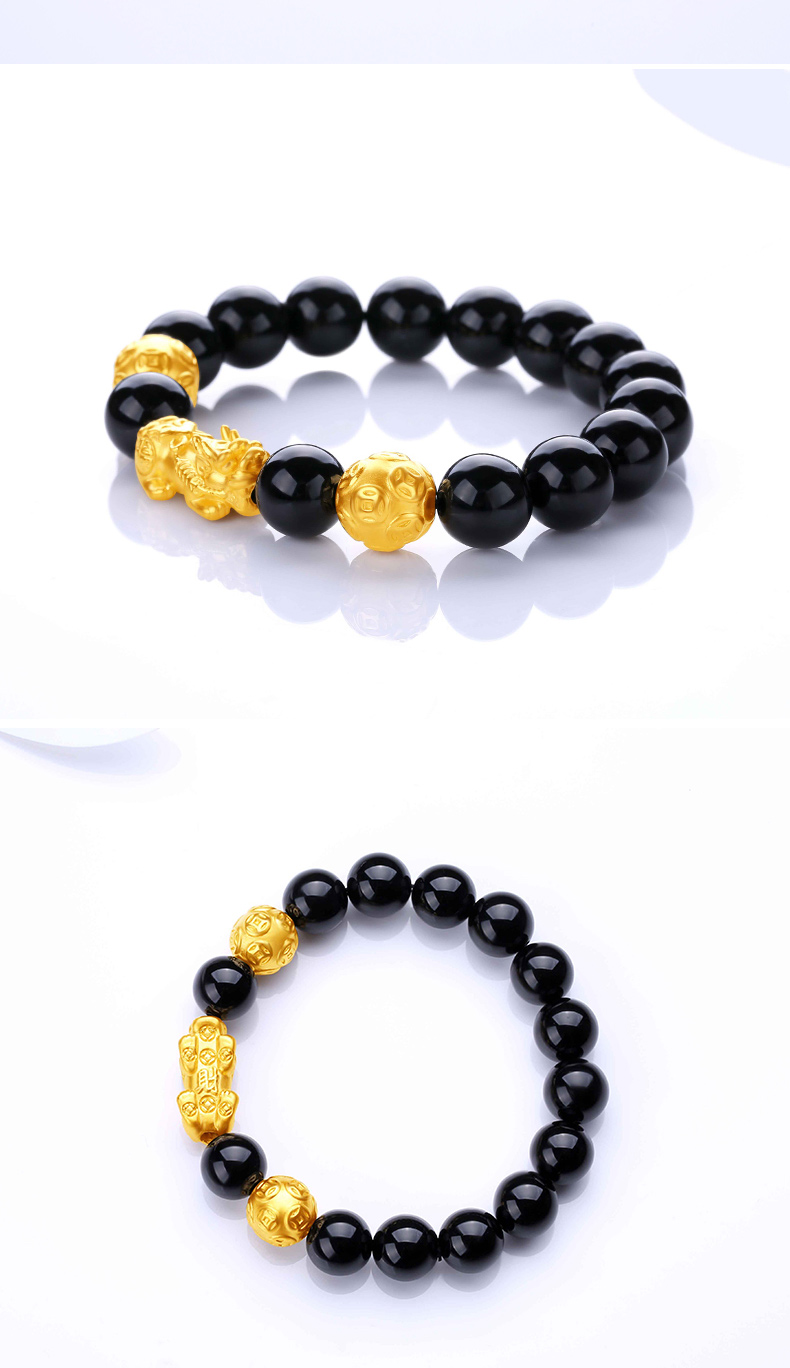 Class II E-Commerce Vietnam Alluvial Gold-like Bracelet Red Black Agate Bracelet Men and Women Couple Gold Bracelet
