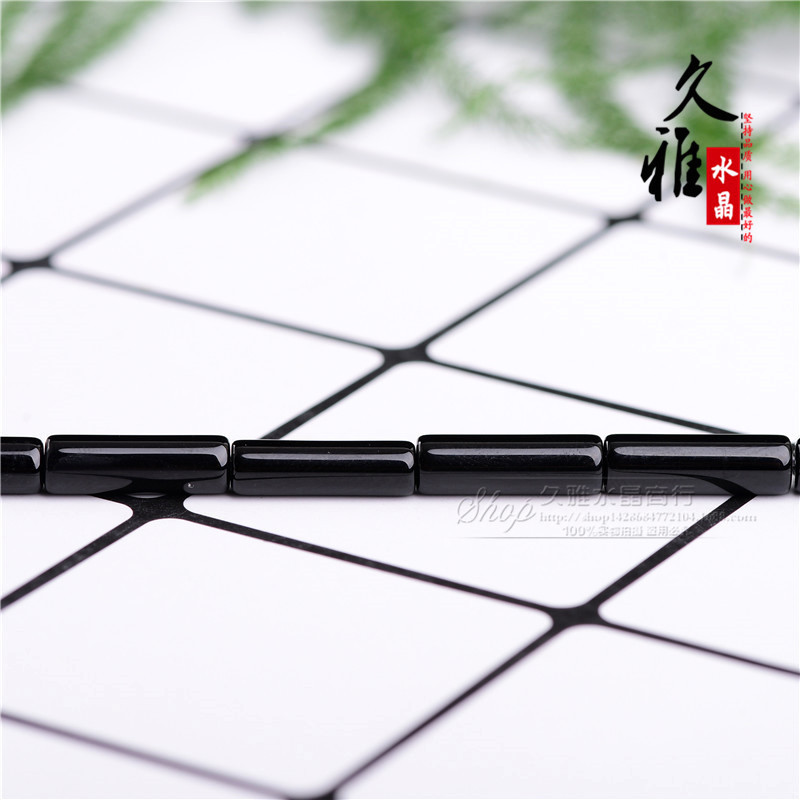 Jiuya Crystal Natural Black Agate Pillar Bamboo Joint DIY Ornament Accessories Long Tube Factory Direct Sales