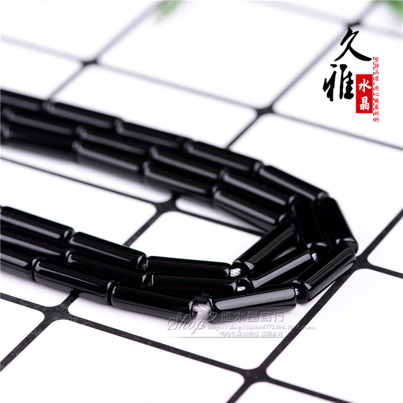 Jiuya Crystal Natural Black Agate Pillar Bamboo Joint DIY Ornament Accessories Long Tube Factory Direct Sales