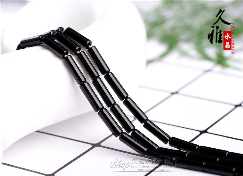 Jiuya Crystal Natural Black Agate Pillar Bamboo Joint DIY Ornament Accessories Long Tube Factory Direct Sales Jiuya Crystal Natural Black Agate Pillar Bamboo Joint DIY Ornament Accessories Long Tube Factory Direct Sales
