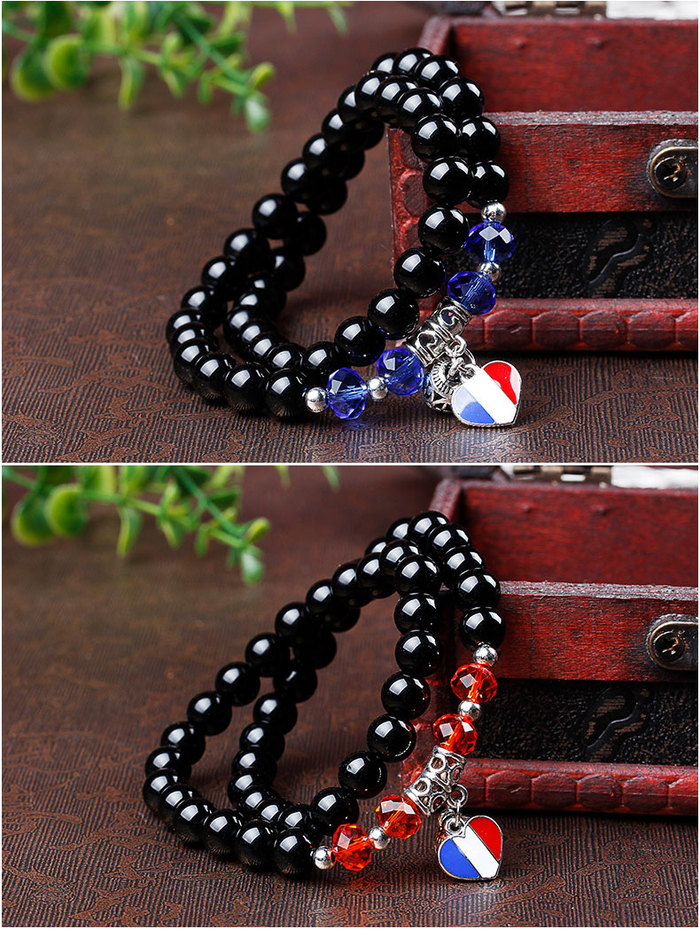 Imitation of natural black agate Crystal bracelet lovers heart shaped fashion two bracelets Imitation of natural black agate Crystal bracelet lovers heart shaped fashion two bracelets