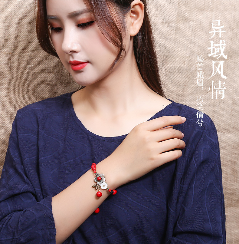 Bells of Ireland Ethnic Style Vintage Bracelet Female Redstone Black Agate Super Fairy Bracelet Bracelet Graceful Mori All-Matching Accessories Bells of Ireland Ethnic Style Vintage Bracelet Female Redstone Black Agate Super Fairy Bracelet Bracelet Graceful Mori All-Matching Accessories