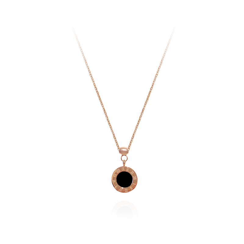 2020 New Fashion Compass Necklace Female Clavicle Chain Simple Temperament Black Agate Pendant Niche Design Necklace