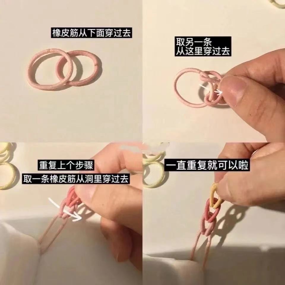 Hand-Woven Small Rubber Band Ins Xiaohongshu Color Hair Ring DIY Bracelet Magnetic Couple Bracelet Head Rope Hair Accessories