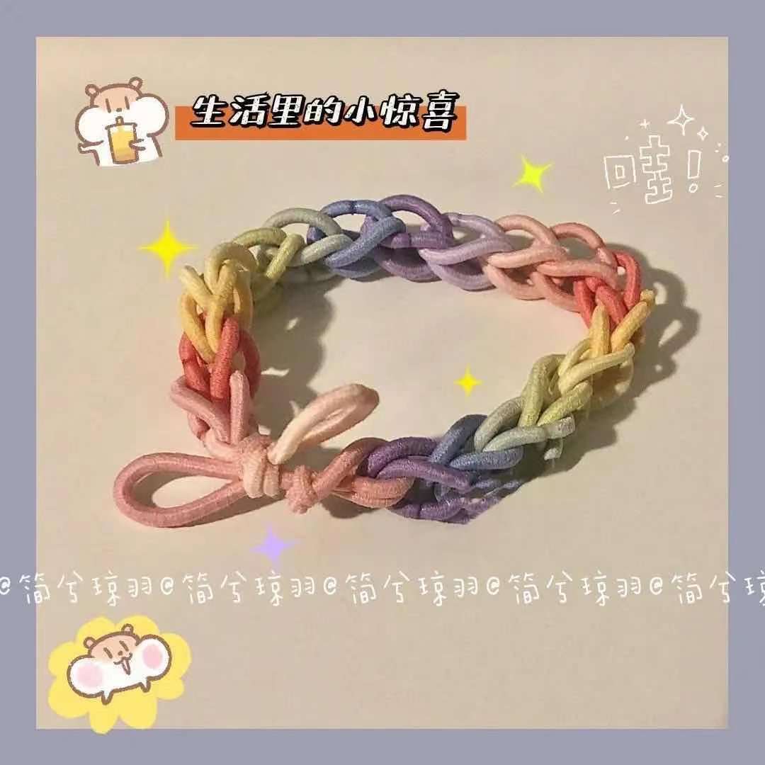 Hand-Woven Small Rubber Band Ins Xiaohongshu Color Hair Ring DIY Bracelet Magnetic Couple Bracelet Head Rope Hair Accessories