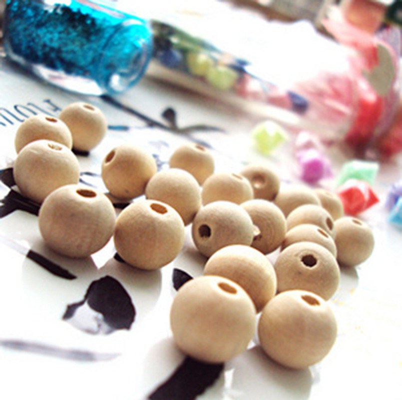 Primary Color Wooden Bead Log Bead Wooden Bead Wood Ball 4-25mm Primary Color Wood Blank Log Bead Wooden Bead Scattered Beads Bracelet DIY Accessories