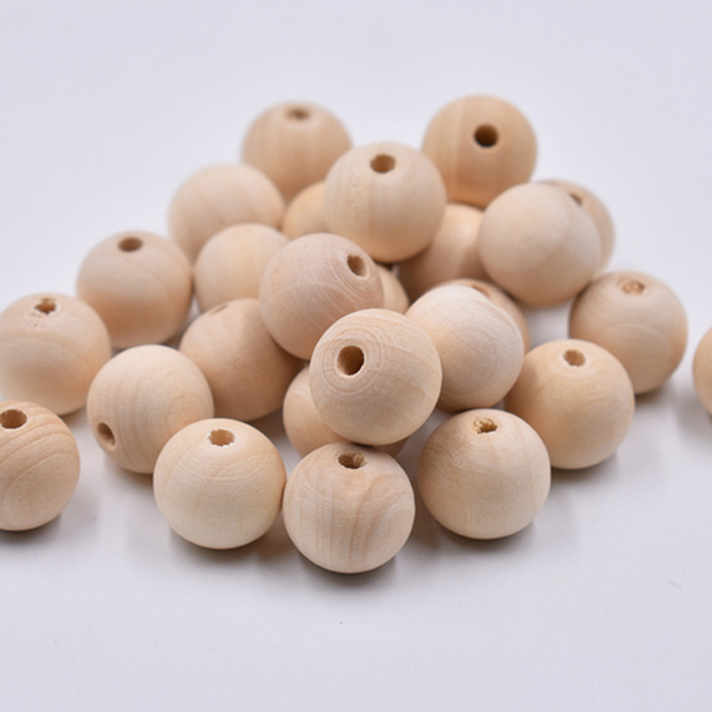 Primary Color Wooden Bead Log Bead Wooden Bead Wood Ball 4-25mm Primary Color Wood Blank Log Bead Wooden Bead Scattered Beads Bracelet DIY Accessories