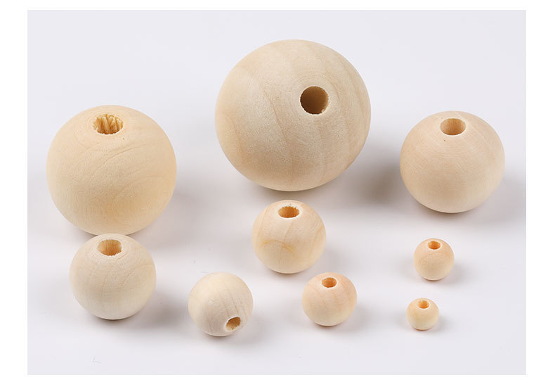 Primary Color Wooden Bead Log Bead Wooden Bead Wood Ball 4-25mm Primary Color Wood Blank Log Bead Wooden Bead Scattered Beads Bracelet DIY Accessories