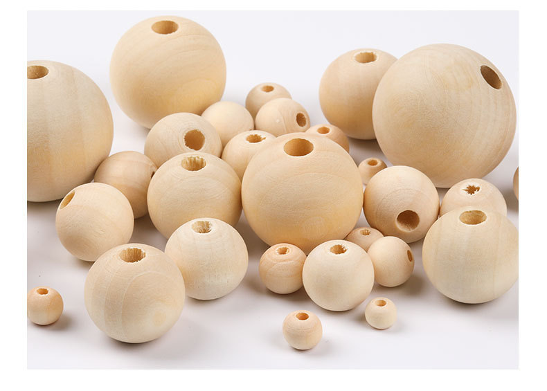 Primary Color Wooden Bead Log Bead Wooden Bead Wood Ball 4-25mm Primary Color Wood Blank Log Bead Wooden Bead Scattered Beads Bracelet DIY Accessories