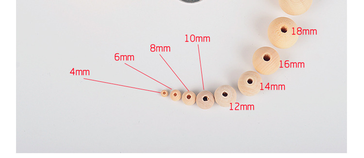 Primary Color Wooden Bead Log Bead Wooden Bead Wood Ball 4-25mm Primary Color Wood Blank Log Bead Wooden Bead Scattered Beads Bracelet DIY Accessories