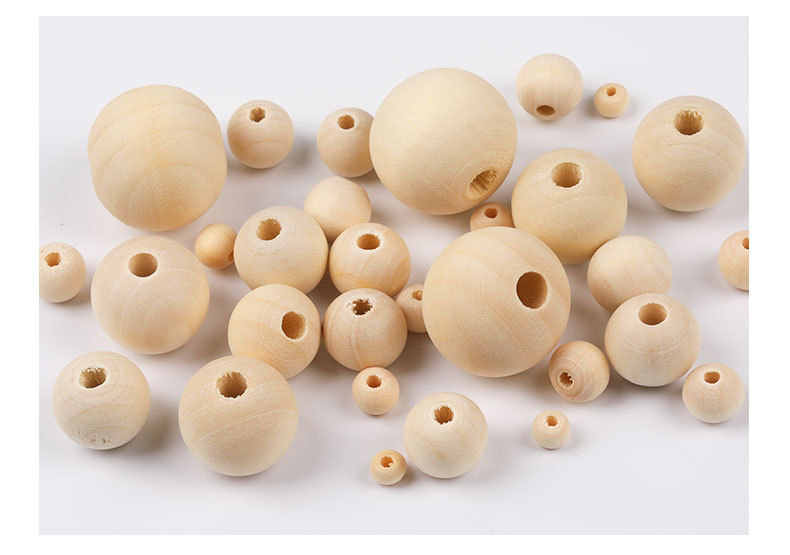 Primary Color Wooden Bead Log Bead Wooden Bead Wood Ball 4-25mm Primary Color Wood Blank Log Bead Wooden Bead Scattered Beads Bracelet DIY Accessories