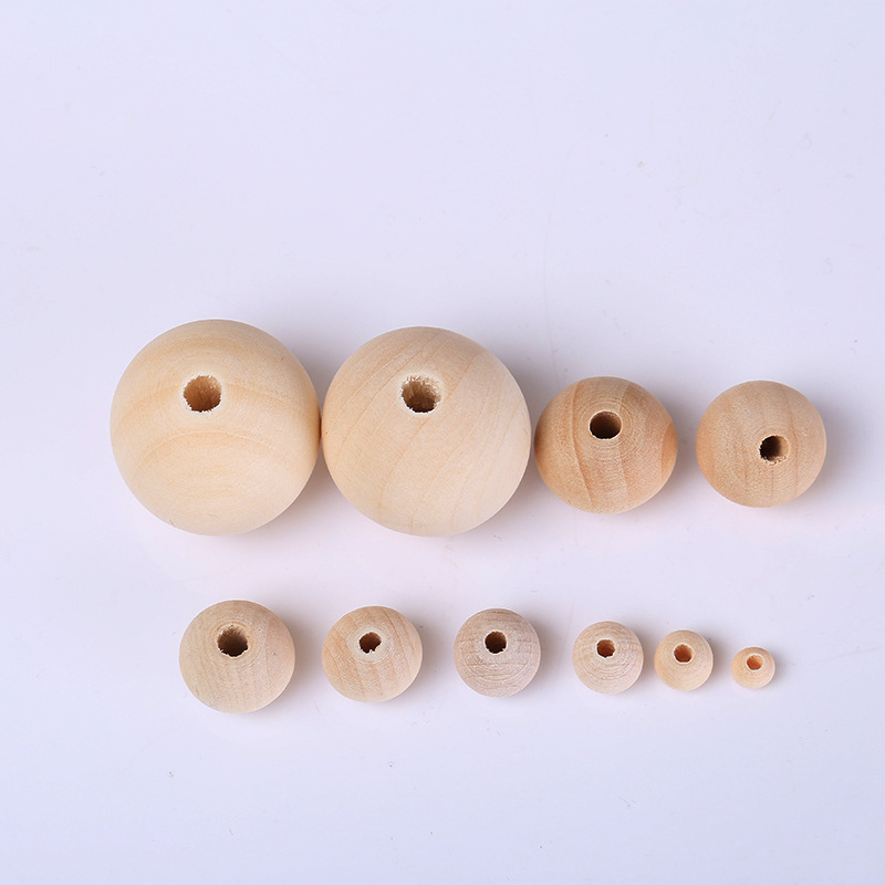 Primary Color Wooden Bead Log Bead Wooden Bead Wood Ball 4-25mm Primary Color Wood Blank Log Bead Wooden Bead Scattered Beads Bracelet DIY Accessories