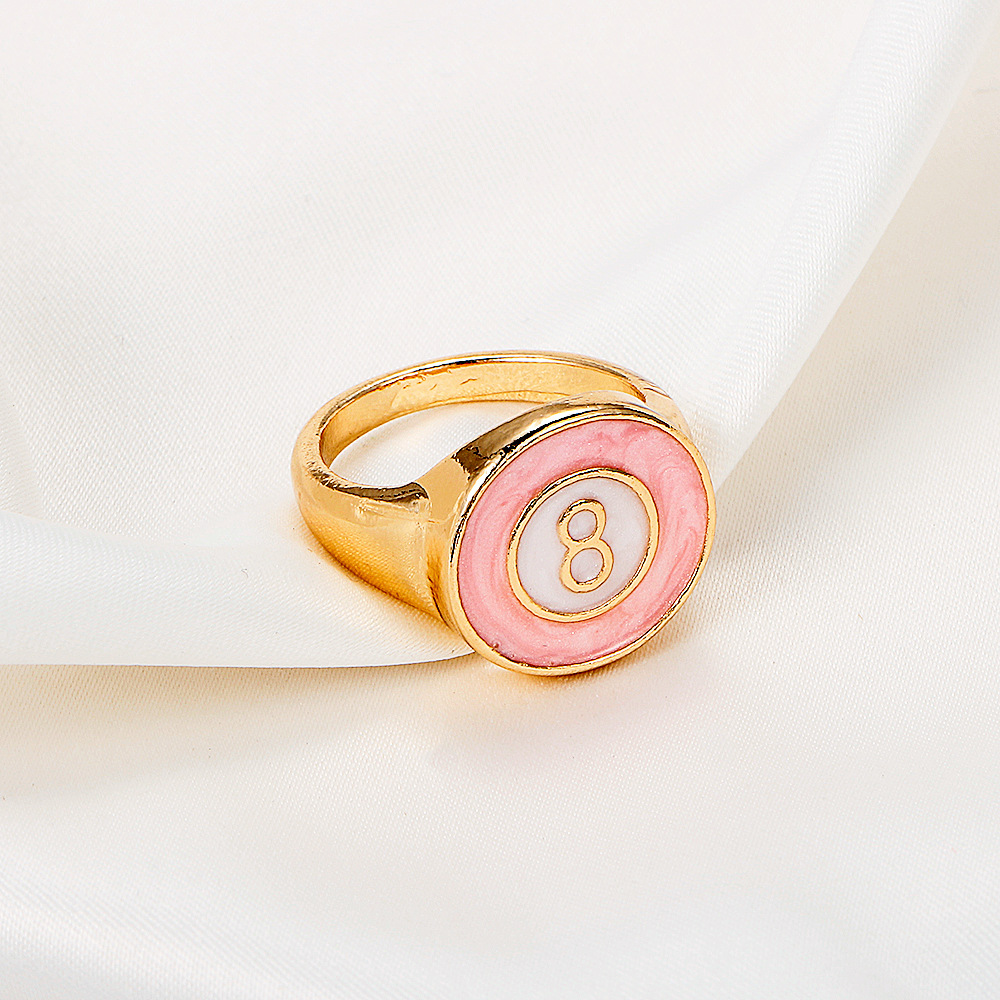 Cross-Border European and American Oil Dripping Color Windmill Ring Ins Style Alloy No. 8 Geometric Ring Retro Internet Hot Bracelet for Women