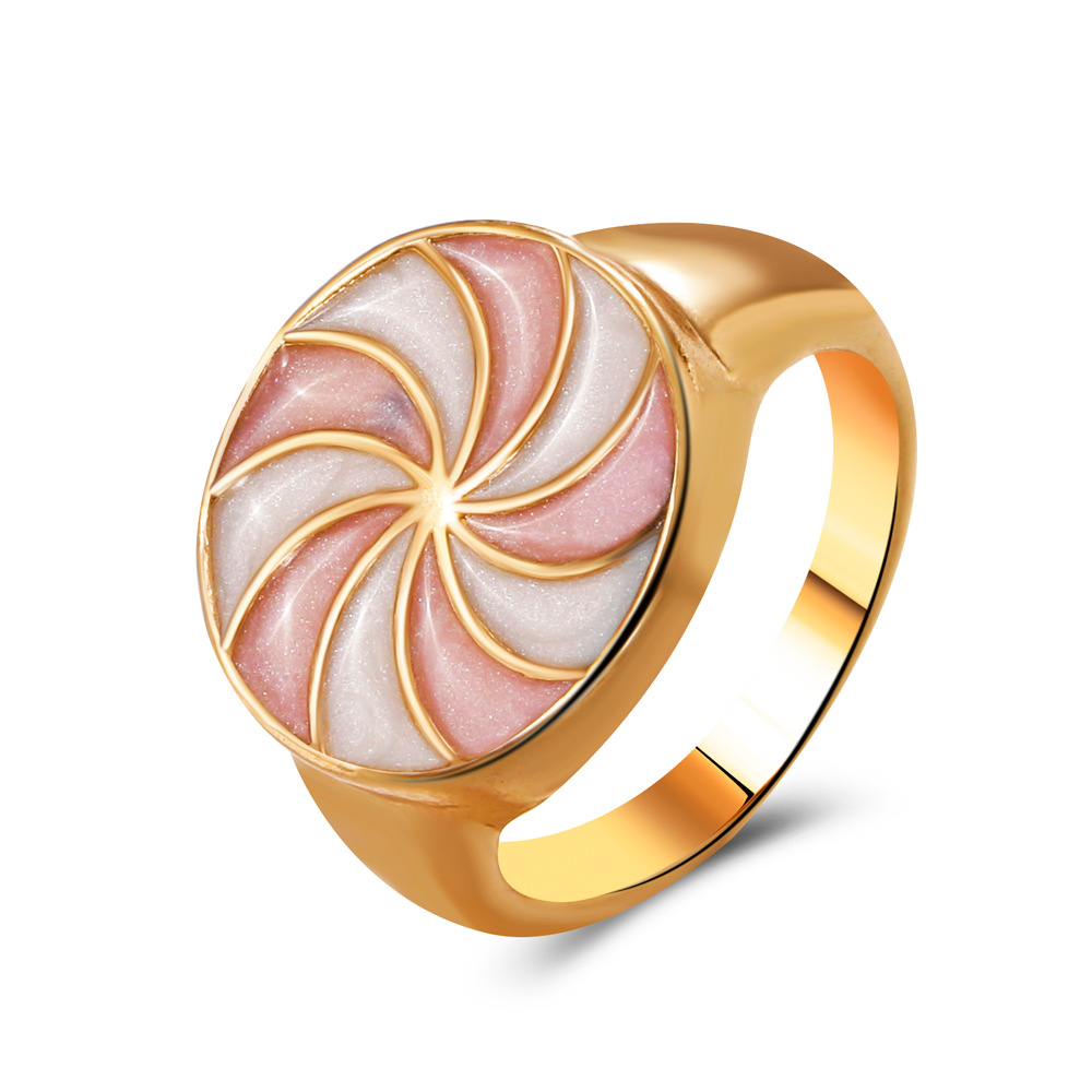 Cross-Border European and American Oil Dripping Color Windmill Ring Ins Style Alloy No. 8 Geometric Ring Retro Internet Hot Bracelet for Women