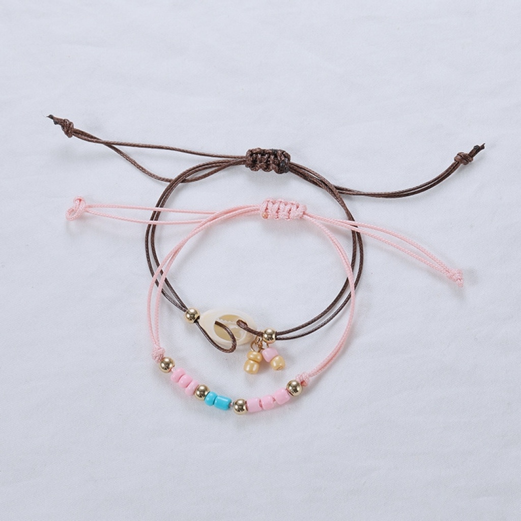 European and American Fashion Minimalist Hollow Shell Conch Color Macaron Beaded Rhinestone Bracelet Bracelet Five-Piece Set European and American Fashion Minimalist Hollow Shell Conch Color Macaron Beaded Rhinestone Bracelet Bracelet Five-Piece Set