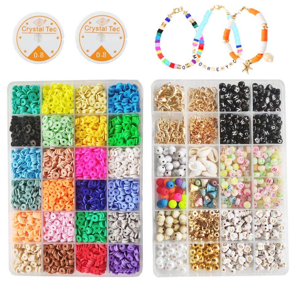 Cross-Border New Product 6mm Polymer Clay Sequin 24 Grid Boxed Color Wafer Bohemian Style Ornament Bracelet DIY Accessories Cross-Border New Product 6mm Polymer Clay Sequin 24 Grid Boxed Color Wafer Bohemian Style Ornament Bracelet DIY Accessories