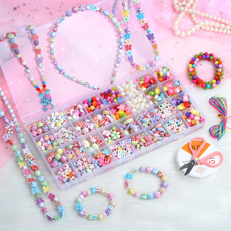 32 Grid Beaded Color Box Children&#039;s Beaded Toys DIY Handmade Girl Handmade Bead-Stringing Toy Wear Necklace Bracelet