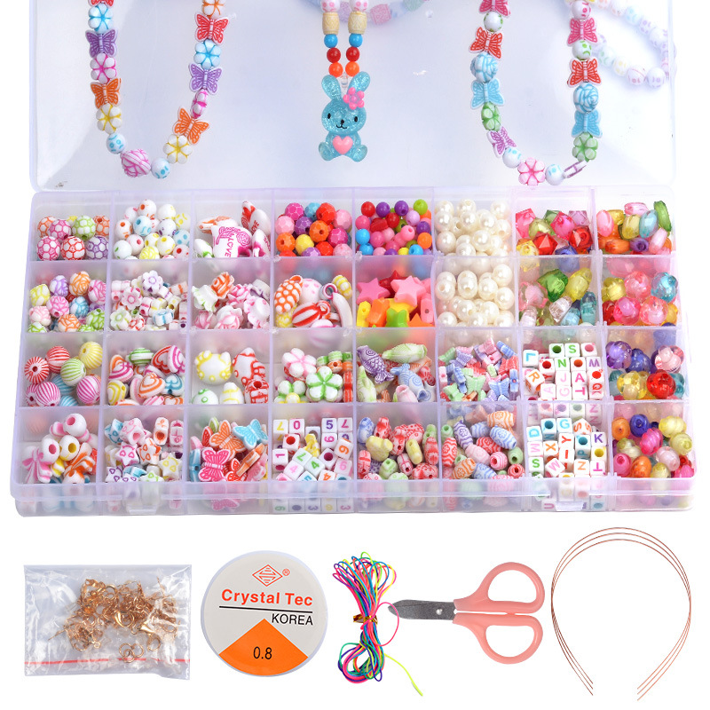 32 Grid Beaded Color Box Children&#039;s Beaded Toys DIY Handmade Girl Handmade Bead-Stringing Toy Wear Necklace Bracelet