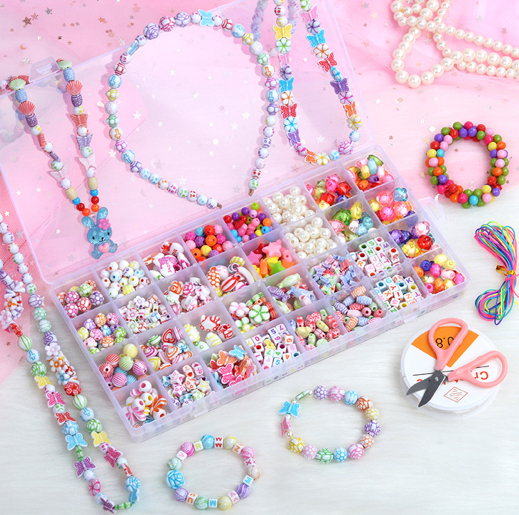 32 Grid Beaded Color Box Children's Beaded Toys DIY Handmade Girl Handmade Bead-Stringing Toy Wear Necklace Bracelet 32 Grid Beaded Color Box Children's Beaded Toys DIY Handmade Girl Handmade Bead-Stringing Toy Wear Necklace Bracelet