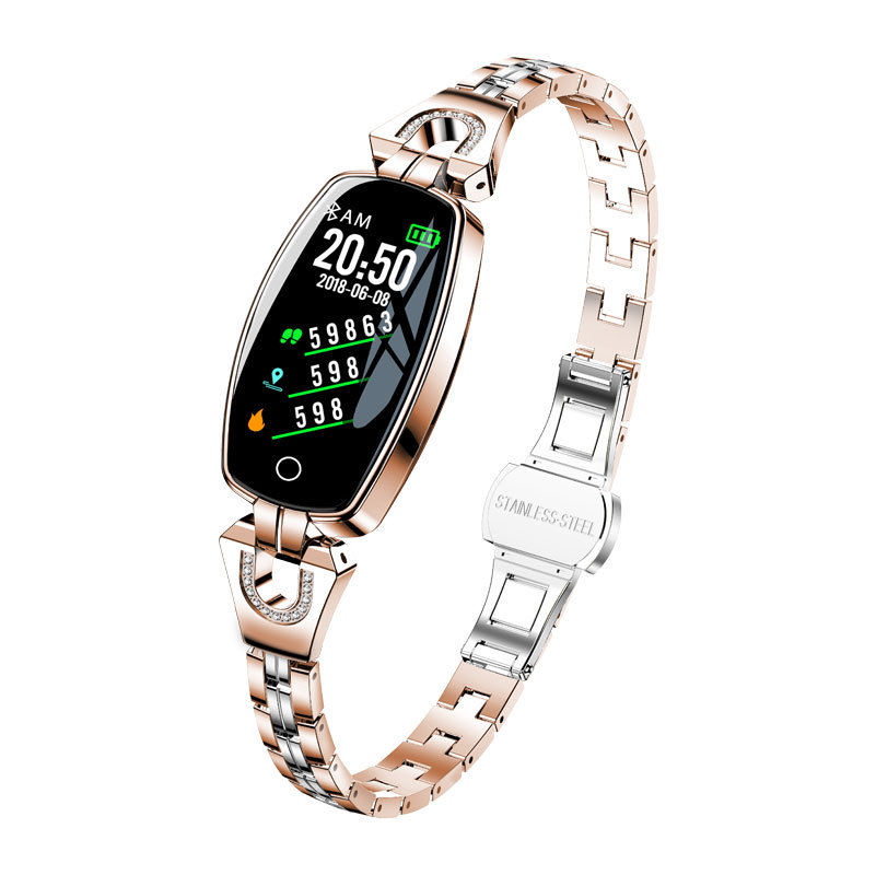 H8 Fashion Smart Bracelet HD Color Screen Weather Forecast Dynamic UI Heart Rate Blood Pressure Health Detection Female Bracelet