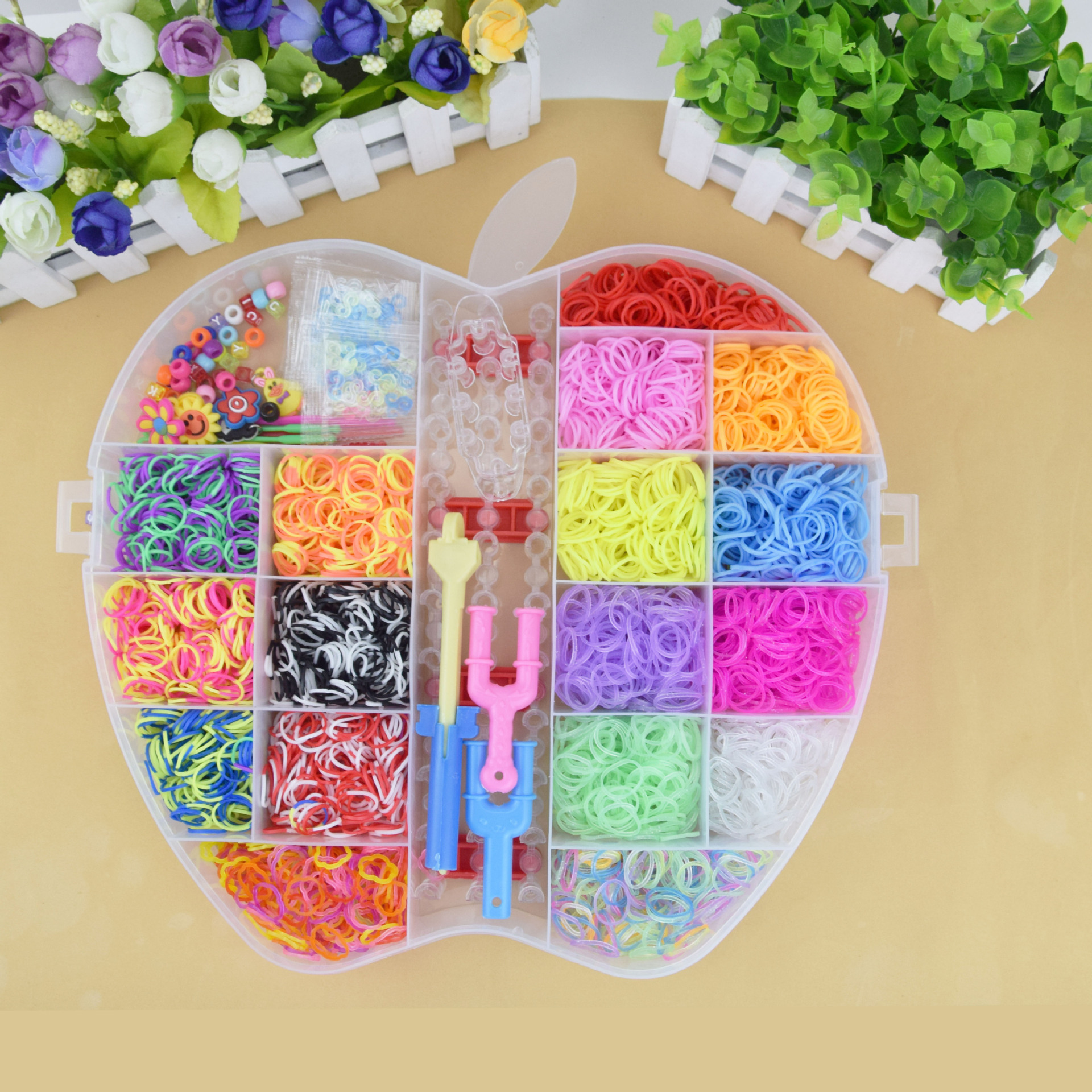 New Rainbow Hand Knitting Machine DIY Color Rubber Band Educational Children's Toys Woven Bracelet Box Suit New Rainbow Hand Knitting Machine DIY Color Rubber Band Educational Children's Toys Woven Bracelet Box Suit