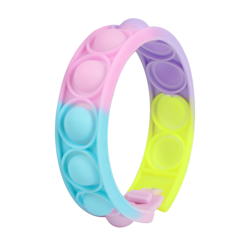 New Color Deratization Pioneer Bracelet Children Education Puzzle Pressure Relief Decompression Finger Bubble Silicone Bracelet Toy