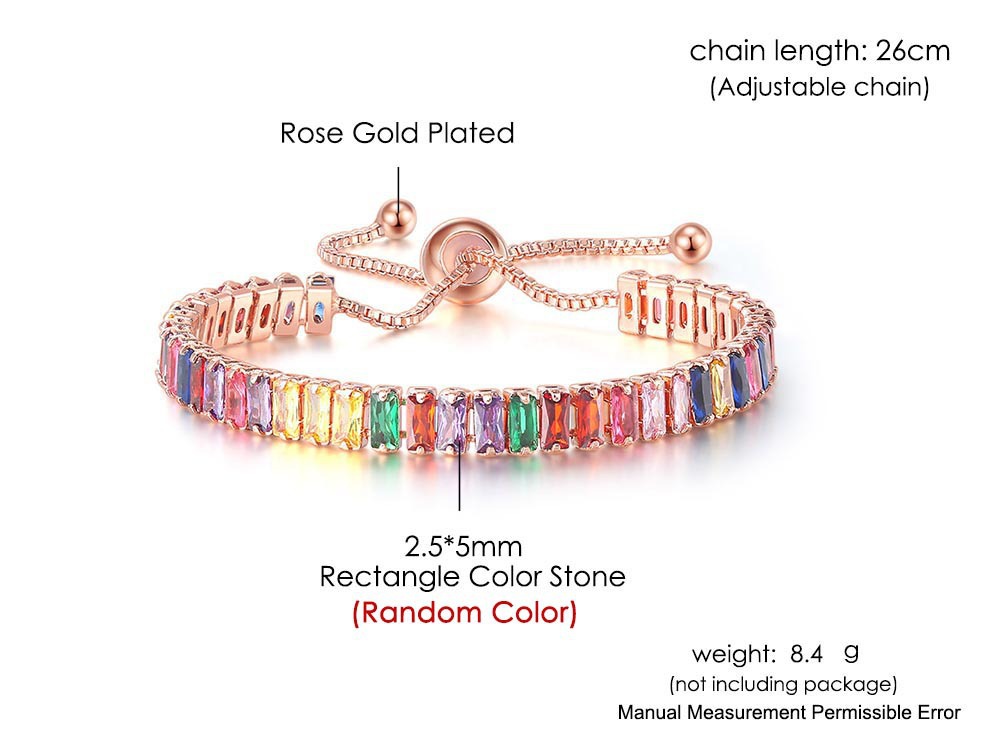 KERASTASE Amazon Popular European and American Color Zircon Bracelet Women's Full Diamond Adjustable Crystal Tennis Chain Wholesale