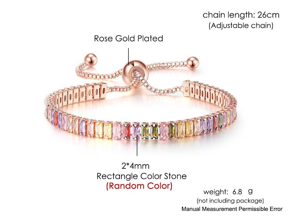KERASTASE Amazon Popular European and American Color Zircon Bracelet Women's Full Diamond Adjustable Crystal Tennis Chain Wholesale