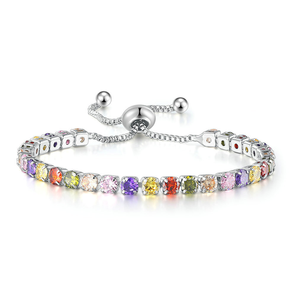KERASTASE Amazon Popular European and American Color Zircon Bracelet Women's Full Diamond Adjustable Crystal Tennis Chain Wholesale