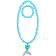 Online Best-Selling Product Jelly Color Bow Necklace Bracelet Two-Piece Fashion Creative Children Accessories Wholesale