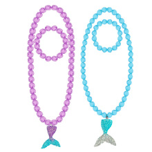Online Best-Selling Product Jelly Color Bow Necklace Bracelet Two-Piece Fashion Creative Children Accessories Wholesale
