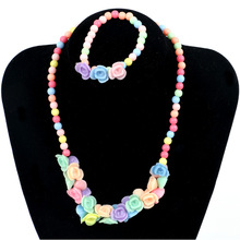 Online Best-Selling Product Jelly Color Bow Necklace Bracelet Two-Piece Fashion Creative Children Accessories Wholesale