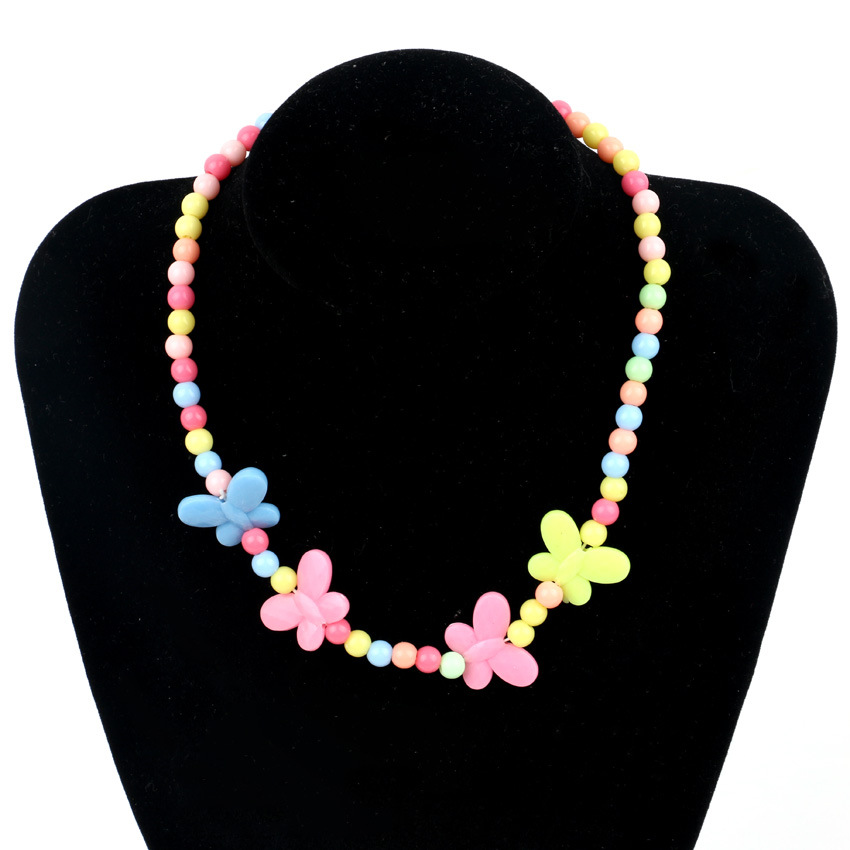 Online Best-Selling Product Jelly Color Bow Necklace Bracelet Two-Piece Fashion Creative Children Accessories Wholesale