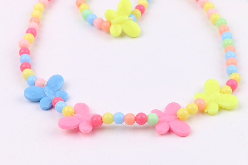 Online Best-Selling Product Jelly Color Bow Necklace Bracelet Two-Piece Fashion Creative Children Accessories Wholesale