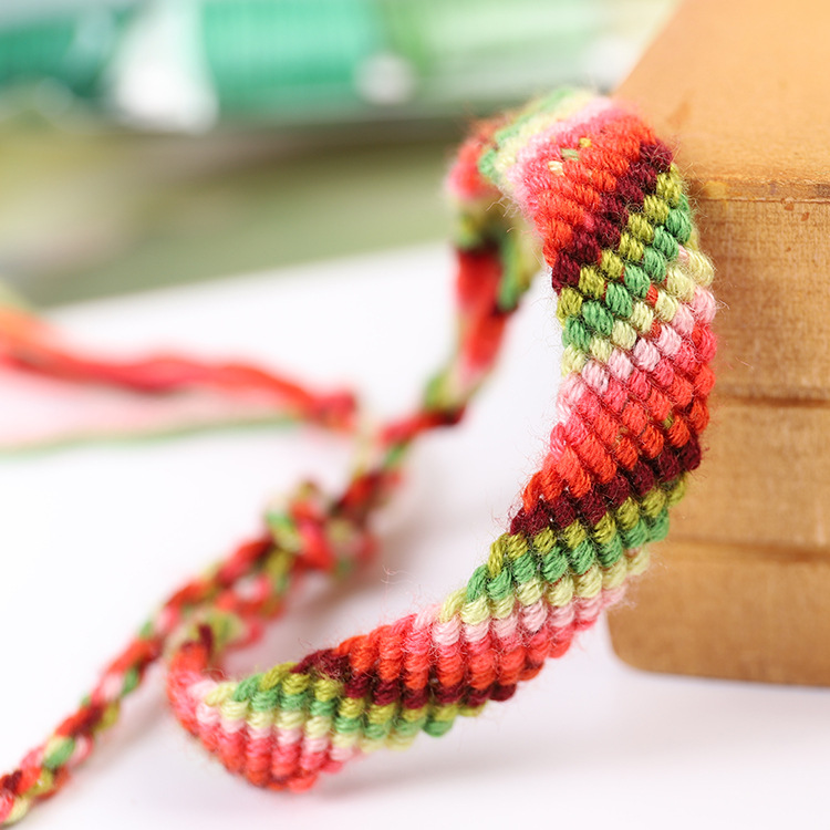New recommendation diy bracelet woven cotton rope gradual change color series 7 optional cross stitch polyester cotton thread
