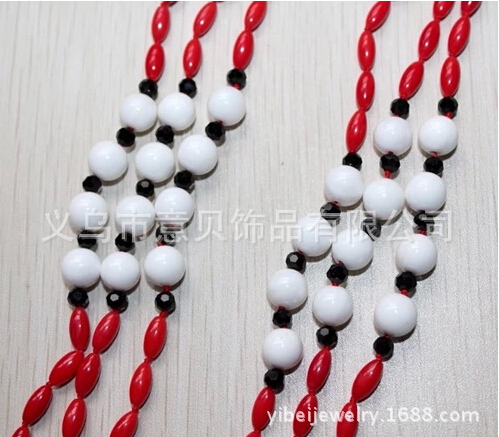Natural coral necklace three-story coral beads necklace of lapis lazuli, Crystal coral shell necklace