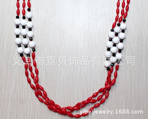 Natural coral necklace three-story coral beads necklace of lapis lazuli, Crystal coral shell necklace