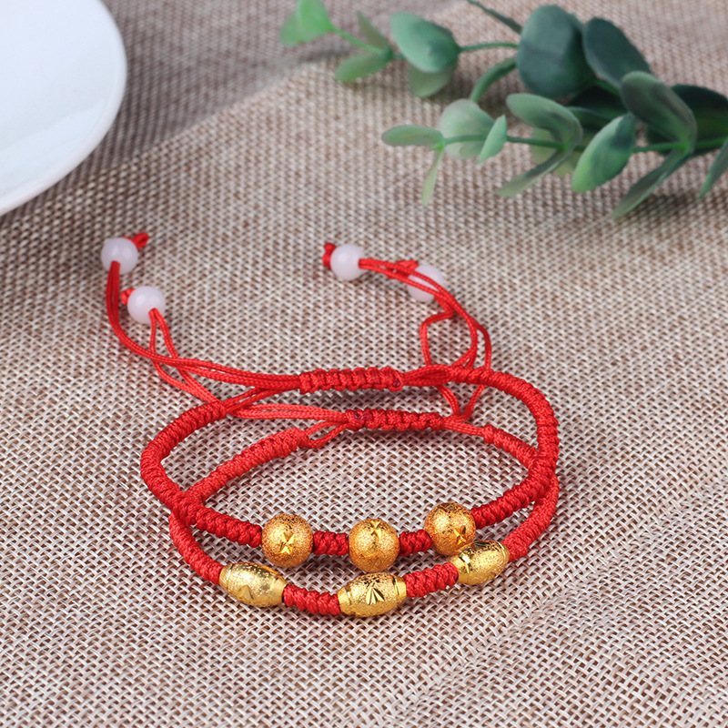 Color Protection Golden Balls Lucky Beads This Animal Year Red Rope Bracelet Three Golden Balls Handmade 2 Yuan Shop Stall Supply Wholesale Color Protection Golden Balls Lucky Beads This Animal Year Red Rope Bracelet Three Golden Balls Handmade 2 Yuan Shop Stall Supply Wholesale