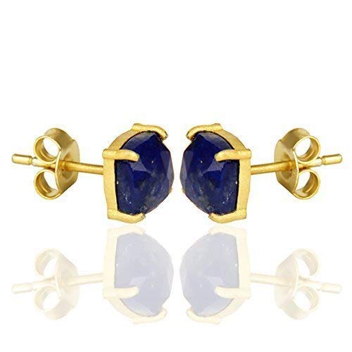 INFANTA JEWELRY Lapis Lazuli Sterling Silver Gemstone Stud Earrings