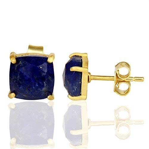 INFANTA JEWELRY Lapis Lazuli Sterling Silver Gemstone Stud Earrings