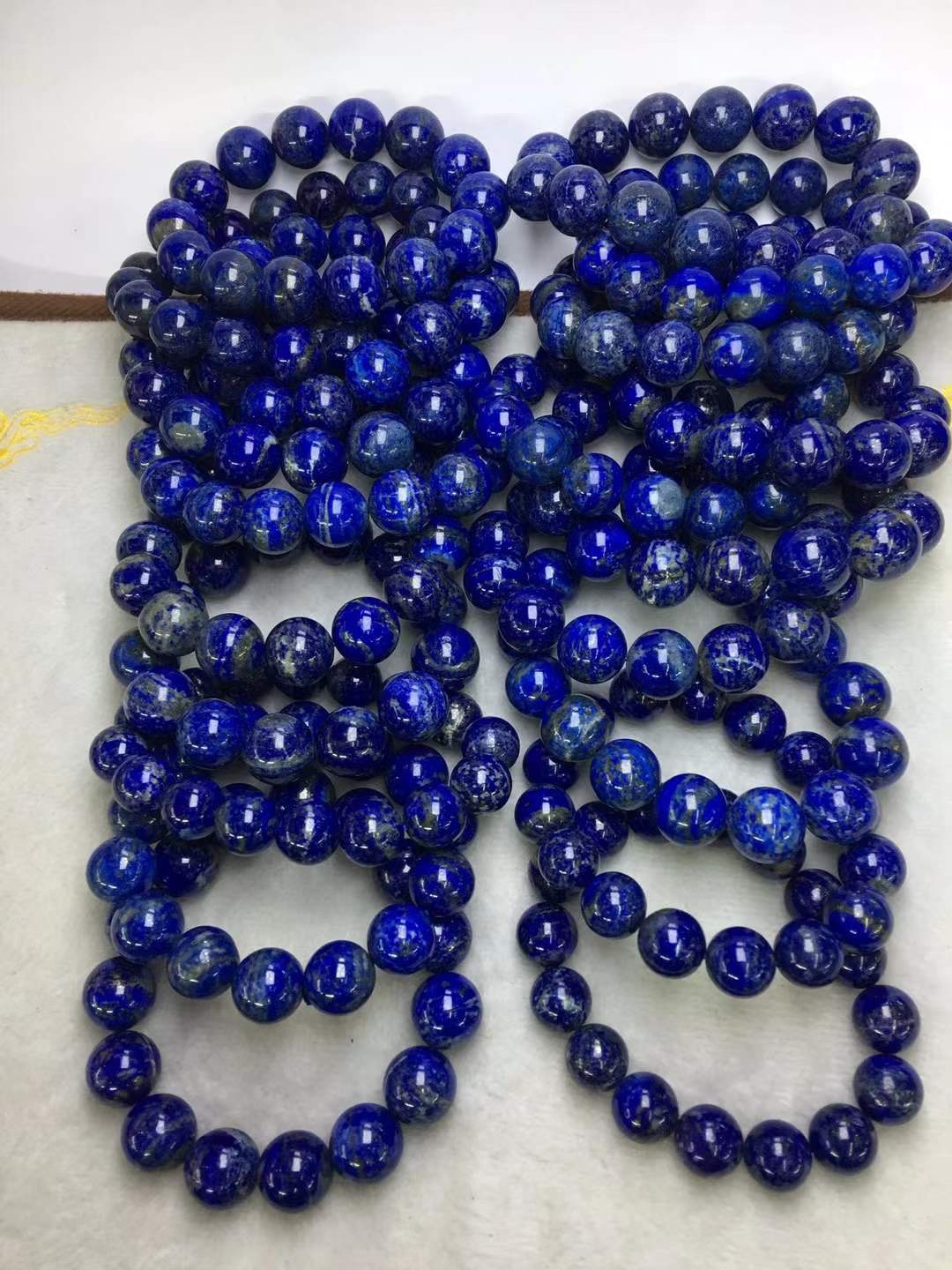 Natural Afghanistan Lapis Lazuli Big Bracelet Wholesale Shiny with White Ribbon Gold Cost-Effective Live Broadcast Supply Manufacturers