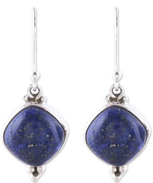 Rong Yu Wish New Simple Fashion Natural Lapis Lazuli Earrings Hot Selling European and American-Style Vintage Thai Silver Ear Rings