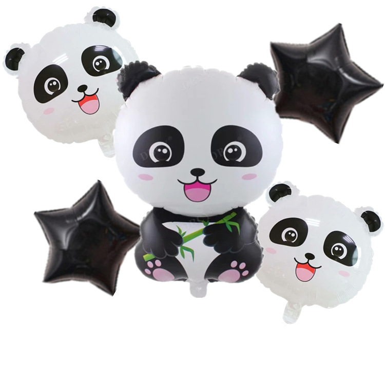 Giant Panda Head Set Aluminum Foil Balloon Baby Full-Year Days Wedding Banquet Celebration Activity Decoration Balloon