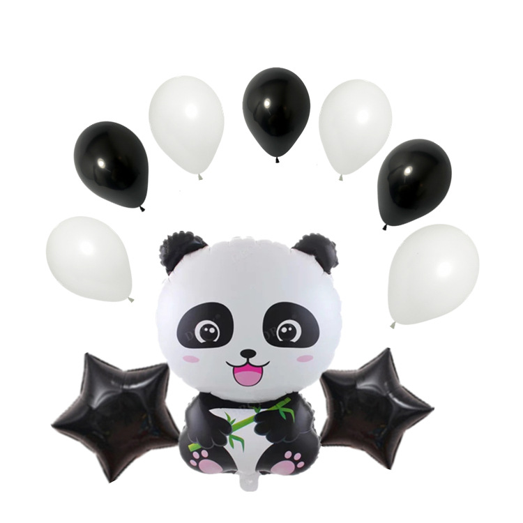 Giant Panda Head Set Aluminum Foil Balloon Baby Full-Year Days Wedding Banquet Celebration Activity Decoration Balloon
